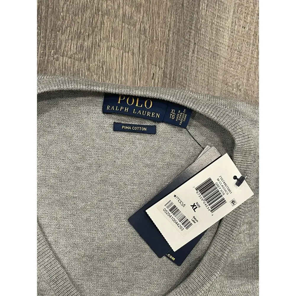 Polo Ralph Lauren Blue Pima Cotton Sweater Navy Blue Pony - XL NWT